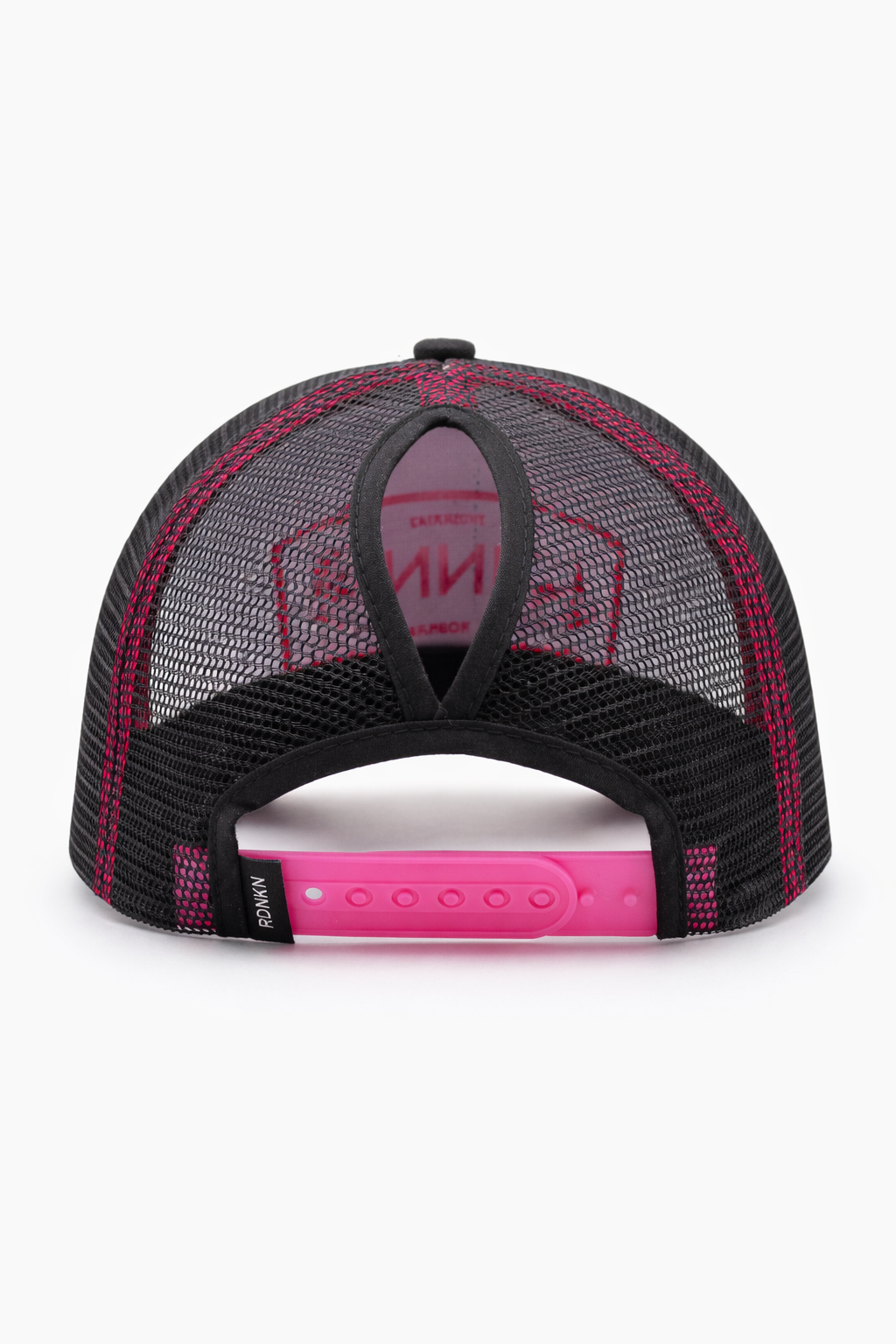 A Pink Mesh Trucker Hat 3D Embroidery with High Ponytail