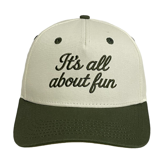 ITS ALL ABOUT FUN Muted Olive Baseball Cap - Premium Adjustable Hat