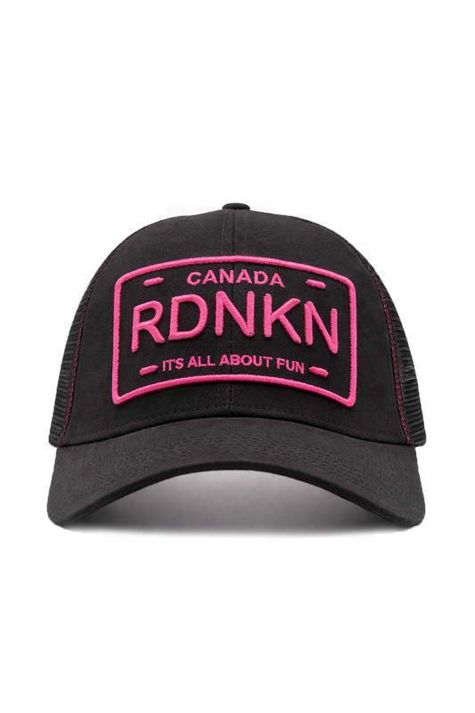 A Pink Mesh Trucker Hat 3D Embroidery  with High Ponytail