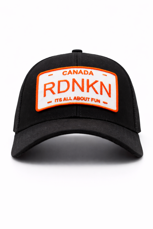 Orange with white backing RDNKN mesh snapback