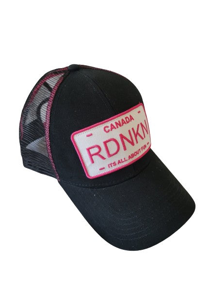 Pink white backing patch Mesh Trucker Hat with High Ponytail